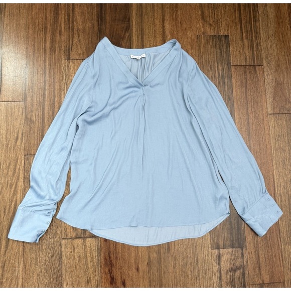 Maison D'Amelie Tops - Maison D'Amelie Long Sleeve Womens Top Blouse Medium Blue Solid V Neck Tunic